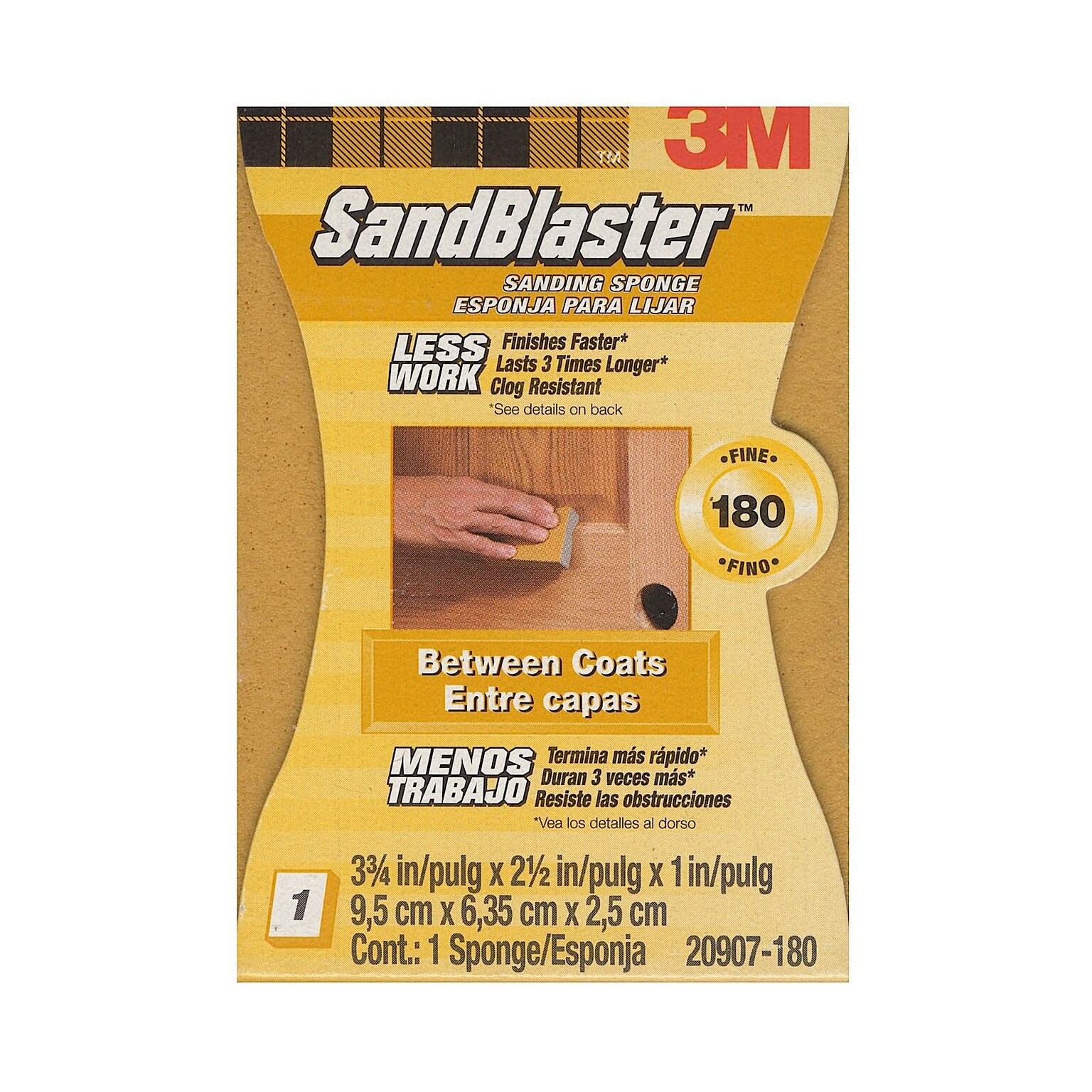 3M Sandblaster Sanding Pads Or Standing Sponges 180 Grit Sanding Sponge [Pack Of 4] (4PK-20907-180)