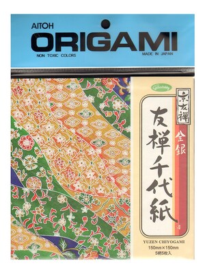 Aitoh Origami Paper 5 7/8 In. X 5 7/8 In. Yuzen Chiyogami Washi 5 Sheets (83-0715)