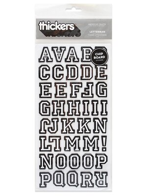 American Crafts Thickers Dimensional Letters Flocked Chipboard Letterman Black [Pack Of 3] (3PK-43070)