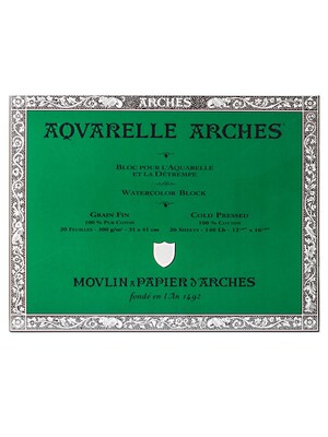 Arches Aquarelle Watercolor Block 140 Lb. Cold Press 12 In. X 16 In. (200177170)