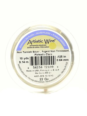 Artistic Wire Spools 10 Yds. Non-Tarnish Silver 22 Gauge, Silver Plated [Pack Of 4] (4PK-AWS-22S-10-10YD)