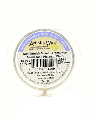 Artistic Wire Spools 15 Yd. Non-Tarnish Silver 24 Gauge, Silver Plated [Pack Of 4] (4PK-AWS-24S-10-15YD)