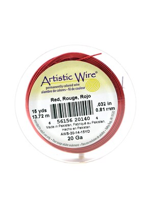 Artistic Wire Spools 15 Yd. Red 20 Gauge [Pack Of 4] (4PK-AWS-20-14-15YD)