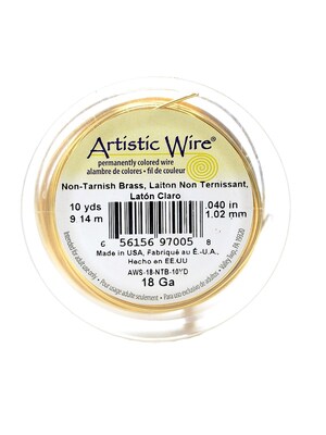 Artistic Wire Spools 20 Ft. Non-Tarnish Brass 18 Gauge [Pack Of 4] (4PK-AWS-18-NTB-10YD)