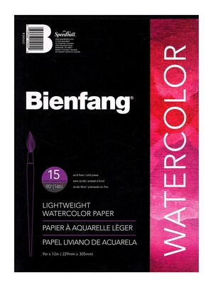 Bienfang Aquademic Watercolor Pads 9 x 12, 15 Sheets/Pad, Pack of 4 (4PK-R285621)