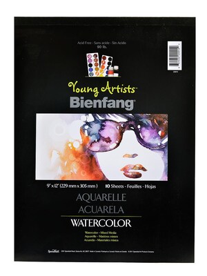 Bienfang Young Artists Watercolor Pad 9 In. X 12 In. 10 Sheets [Pack Of 4] (4PK-220014)
