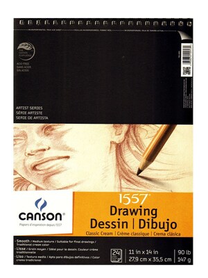 Canson 11 x 14 Wire Bound Drawing Sketch Pad, 24 Sheets/Pad, 2/Pack (57559-PK2)