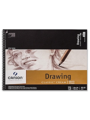 Canson Classic 18 x 24 Wire Bound Drawing Sketch Pad, 24 Sheets/Pad (29634)