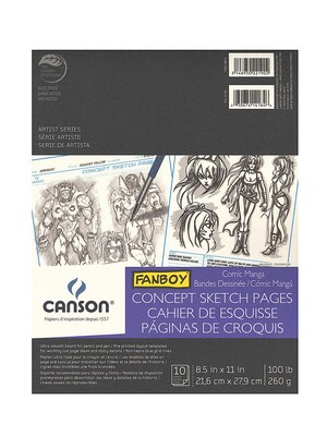 Canson Fanboy Concept Sketch Pages, 8-1/2 In. x 11 In., Pad Of 10 Sheets, Pack Of 4 (4PK-100510875)