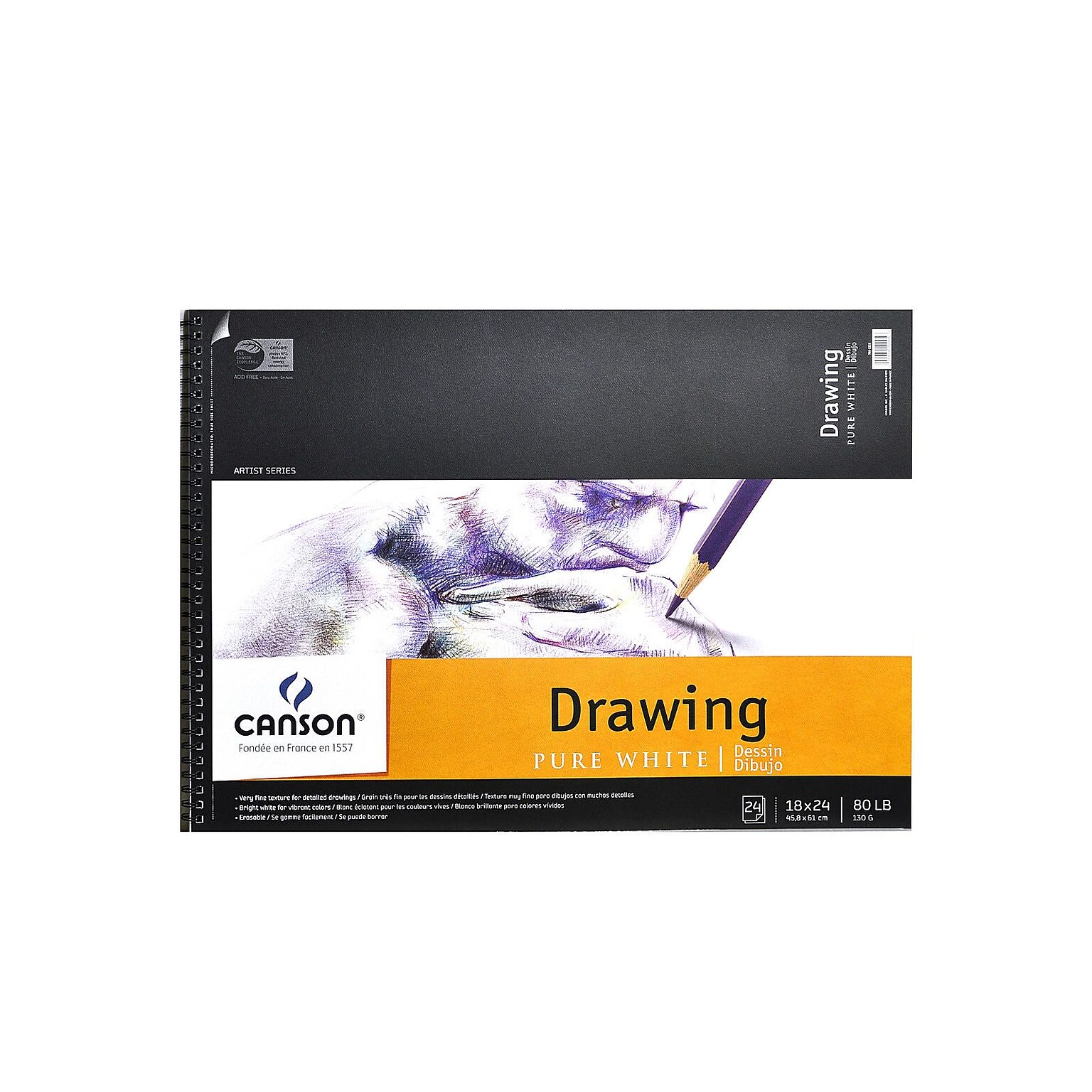 Canson 18 x 24 Wire Bound Drawing Sketch Pad, 24 Sheets/Pad (57683)