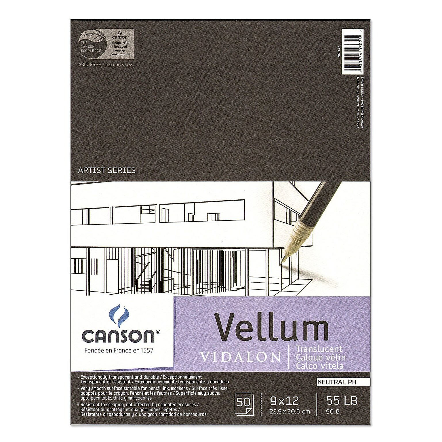 Canson Vidalon Tracing Vellum, 9 In. x 12 In., Pad Of 50 Sheets (100510983)