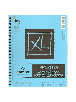 Canson XL Mix Media Pads, 9 In. x 12 In., Pad Of 60 Sheets, WireBound, Pack Of 2 (2PK-100510927)