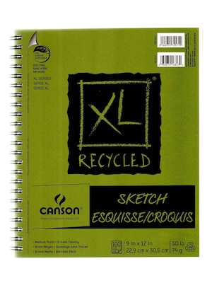 Canson XL Recycled 9 x 12 Wire Bound Sketch Pad, 100 Sheets/Pad, 3/Pack (52843-PK3)