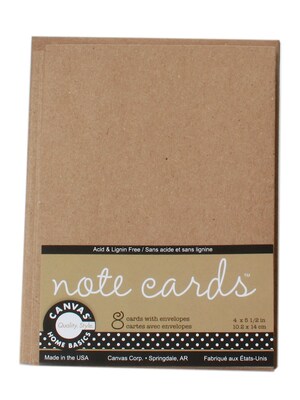 Canvas Corp Packaged Cards And Envelopes Note Cards With Envelope Kraft 4 In. X 5 1/2 In. Pack Of 8 [Pack Of 4] (4PK-CDS1039)