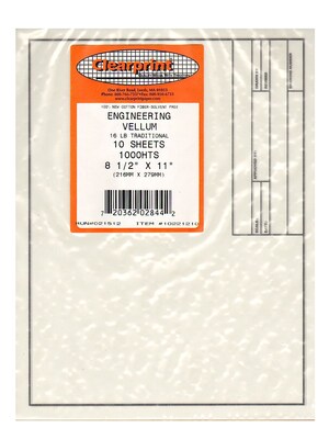 Clearprint Engineering Vellum Drafting Paper, 8 1/2 In. X 11 In., 10/PK (10221210)