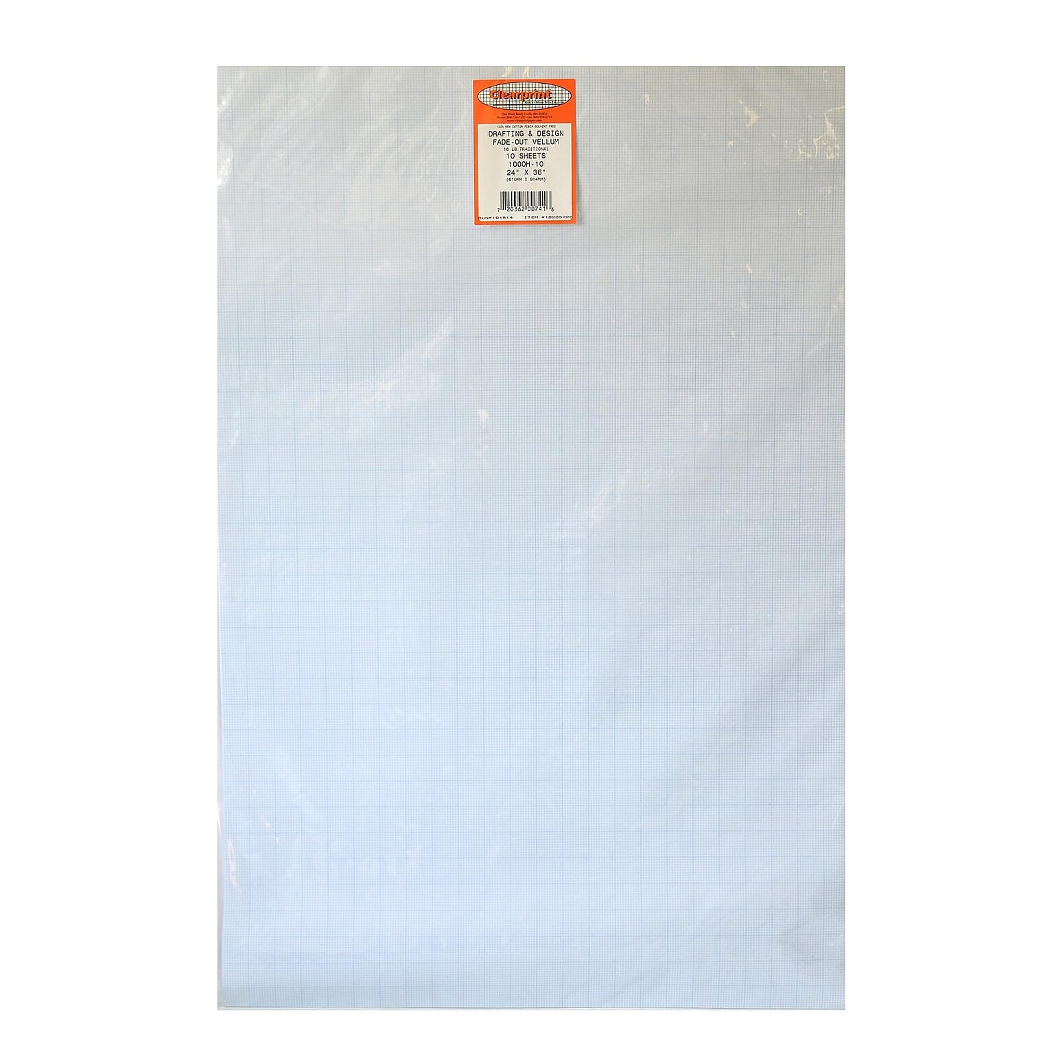 Clearprint Fade-Out Design And Sketch Vellum - Grid 10 X 10 24 In. X 36 In. Pack Of 10 Sheets (10203228)