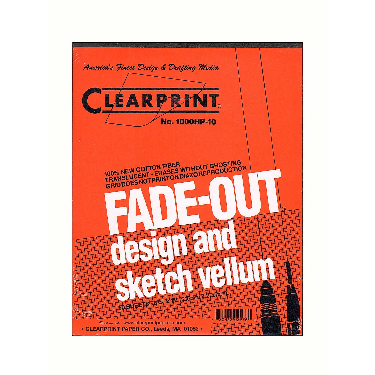 Clearprint Fade-Out Design And Sketch Vellum - Grid Pad 10 X 10 8 1/2 In. X 11 In. Pad Of 50 (10003410)