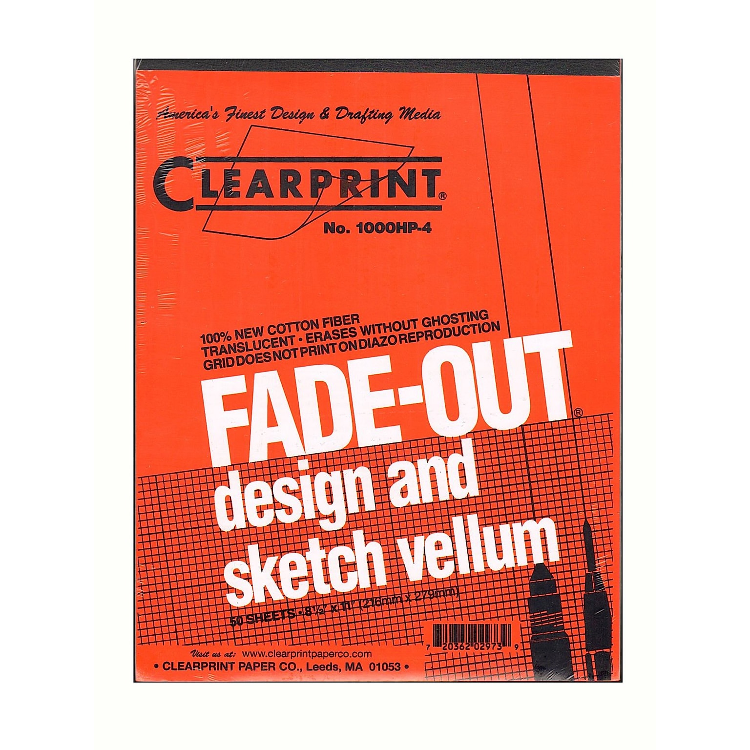 Clearprint Fade-Out Design And Sketch Vellum - Grid Pad 4 X 4 8 1/2 In. X 11 In. Pad Of 50 (10004410)