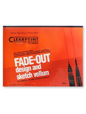 Clearprint Fade-Out Design And Sketch Vellum - Grid Pad 8 X 8 17 In. X 22 In. Pad Of 50 (10002420)