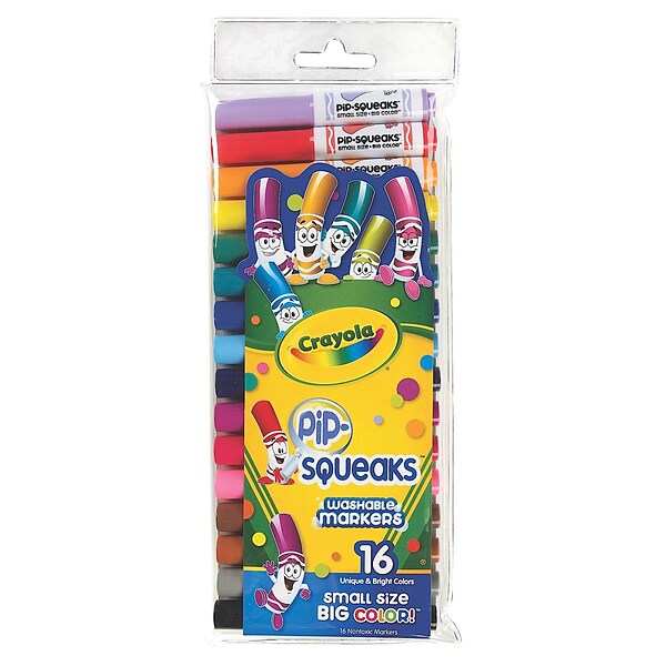 Crayola Pip-Squeaks Skinnies Washable Markers, Assorted Colors, 64