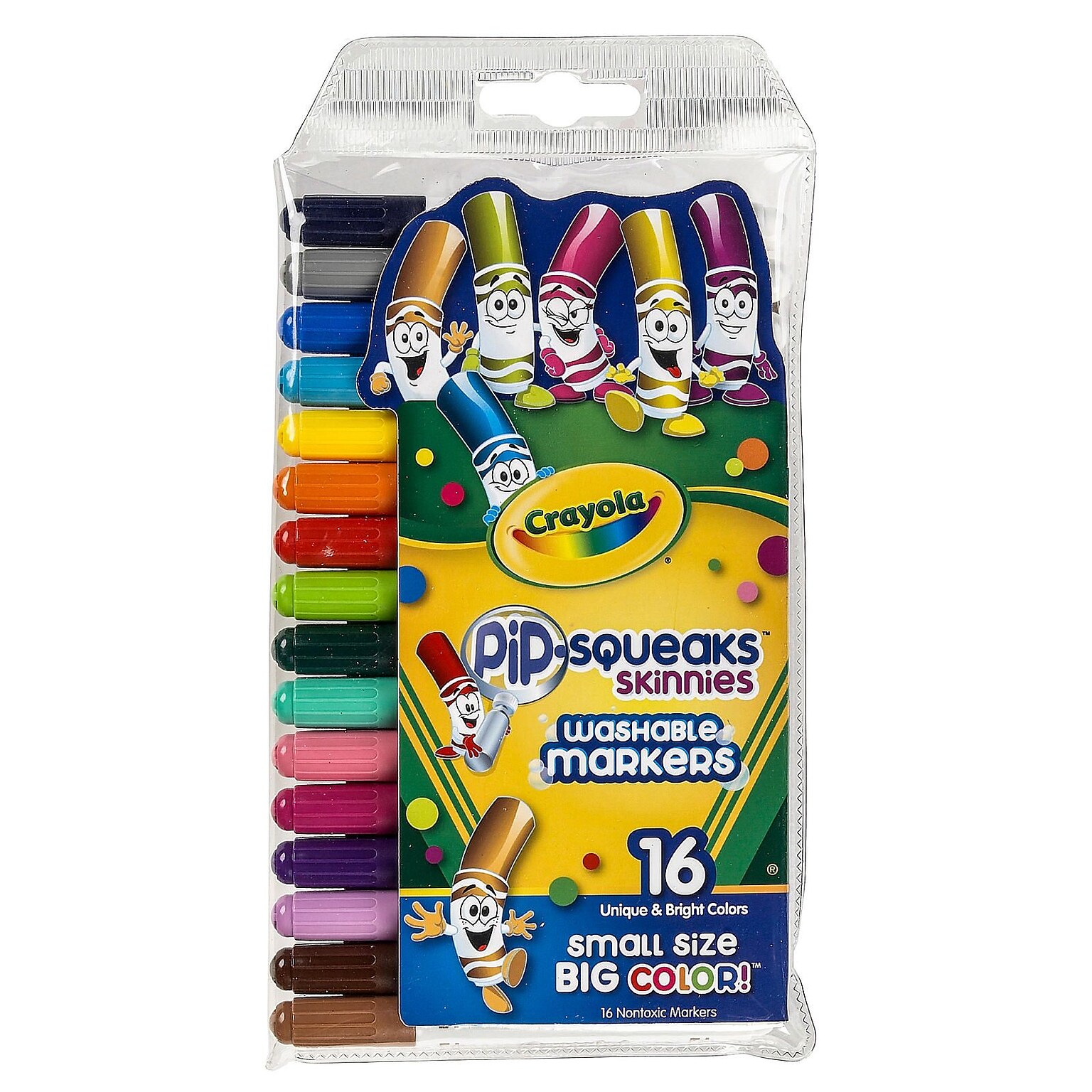 Crayola Pip-Squeaks Skinnies Washable Kids Marker, Assorted Colors, 16/Pack (16952-PK4)