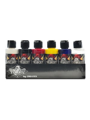 Createx Wicked Airbrush Color Sets Detail Primary Set 2 Oz. Set Of 6 (W110-00)
