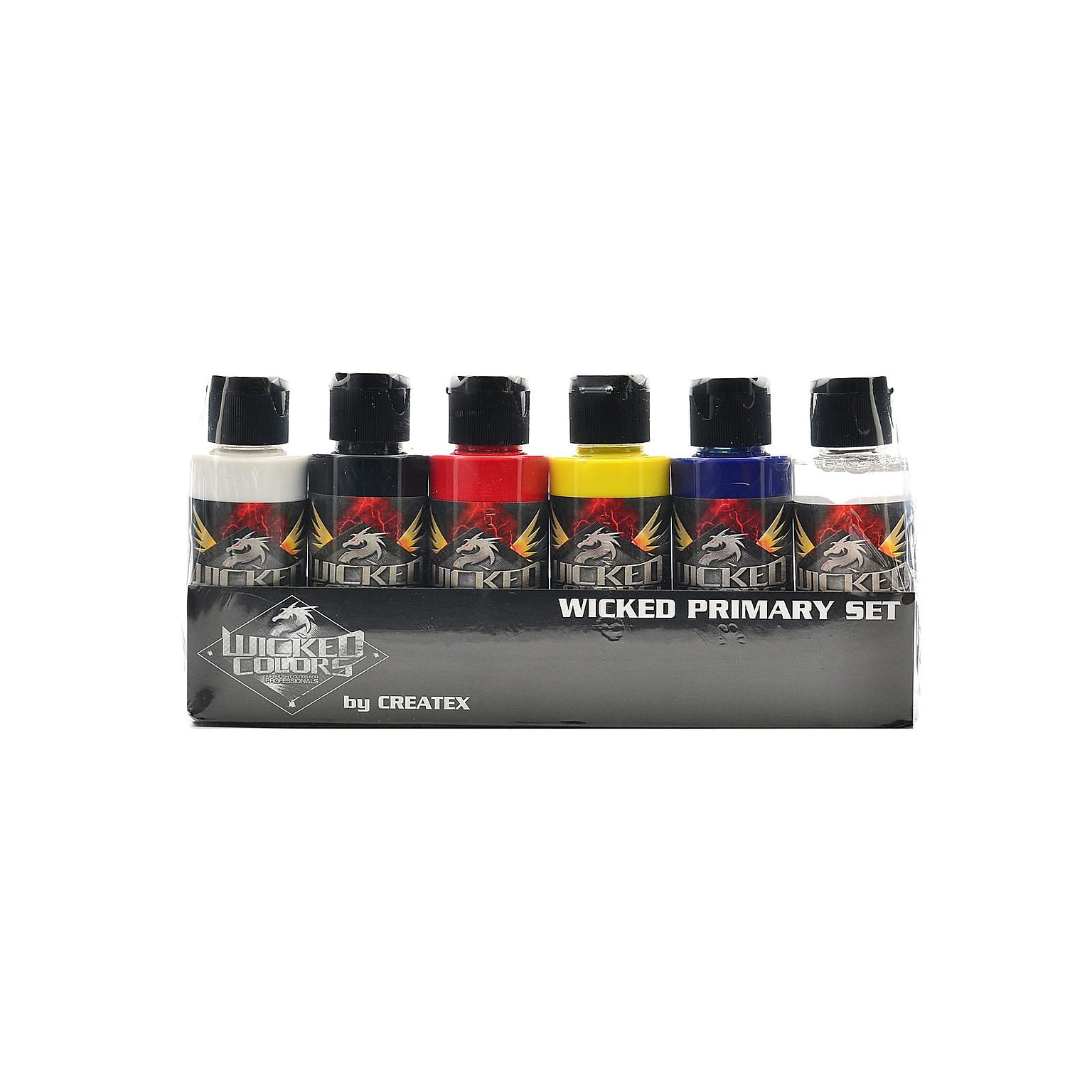 Createx Wicked Airbrush Color Sets Primary 2 Oz. Set Of 6 (W101-00)