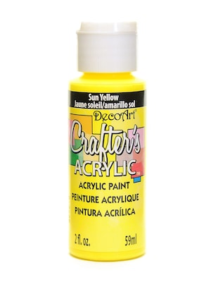Decoart Crafters Acrylic Paint, 2 oz, Sun Yellow, 12/Pk (12PK-DCA113-3)