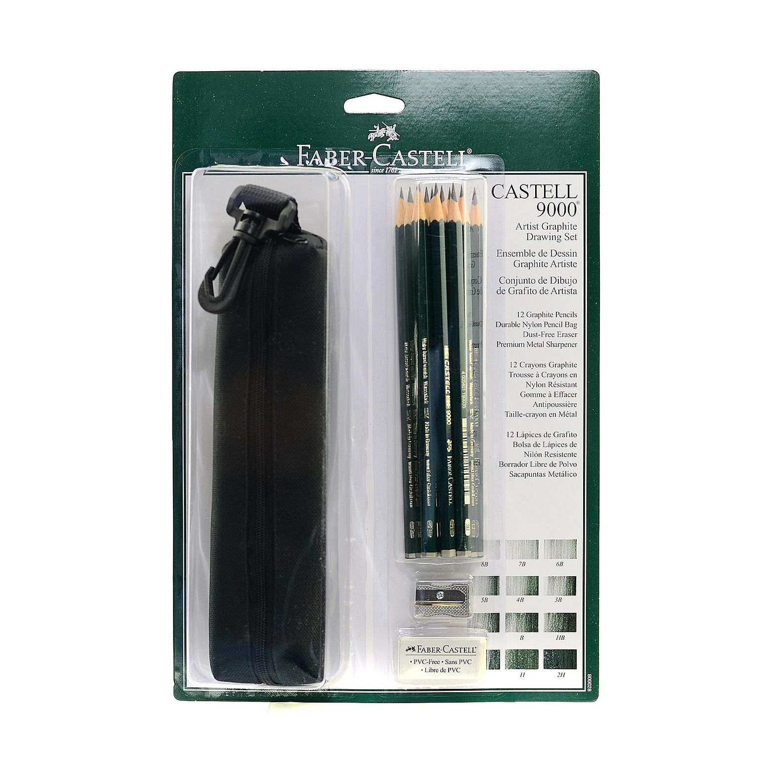 Faber-Castell 9000 Artist Graphite Drawing Set With Bag Set Of 12 (800028)