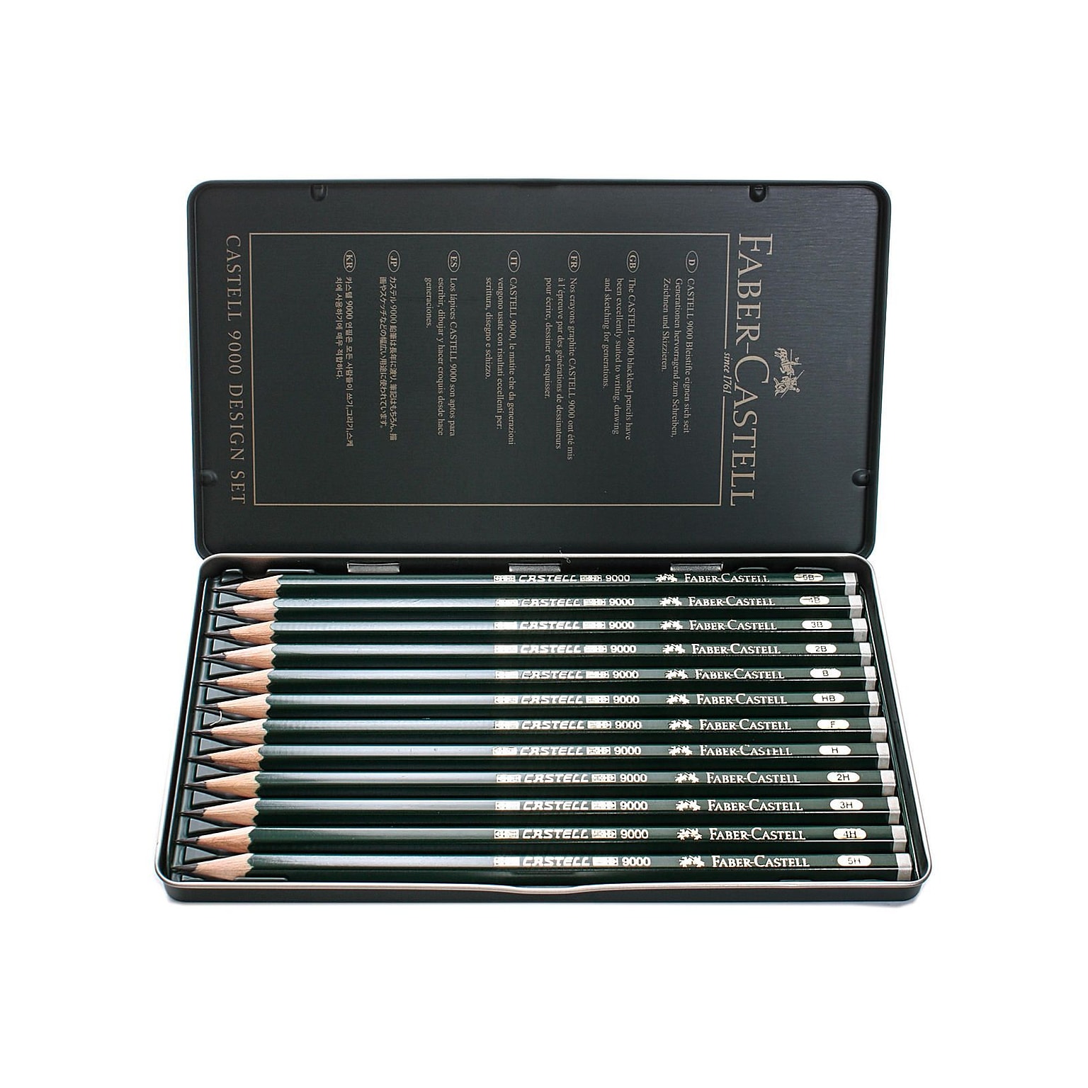 Faber-Castell 9000 Graphite Sketch Pencil Sets Design 5B - 5H Set Of 12 (119064)