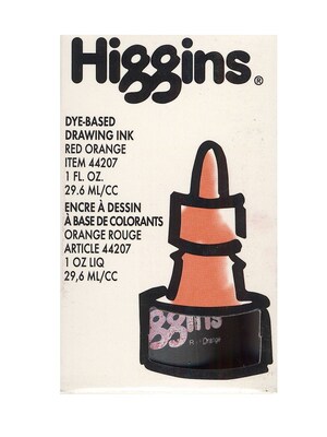 Higgins Color Drawing Inks Red Orange Dye Based / Non-Waterproof 1 Oz. [Pack Of 4] (4PK-44207)