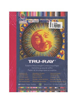 Pacon Peacock Construction Paper Scarlet 9 X 12 50 Sheets, 4/Pack (4PK-103008)