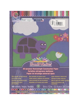 Pacon Sunworks Construction Paper Blue 9 x 12,  50 Sheets, 5/Pack  (5PK-7403)