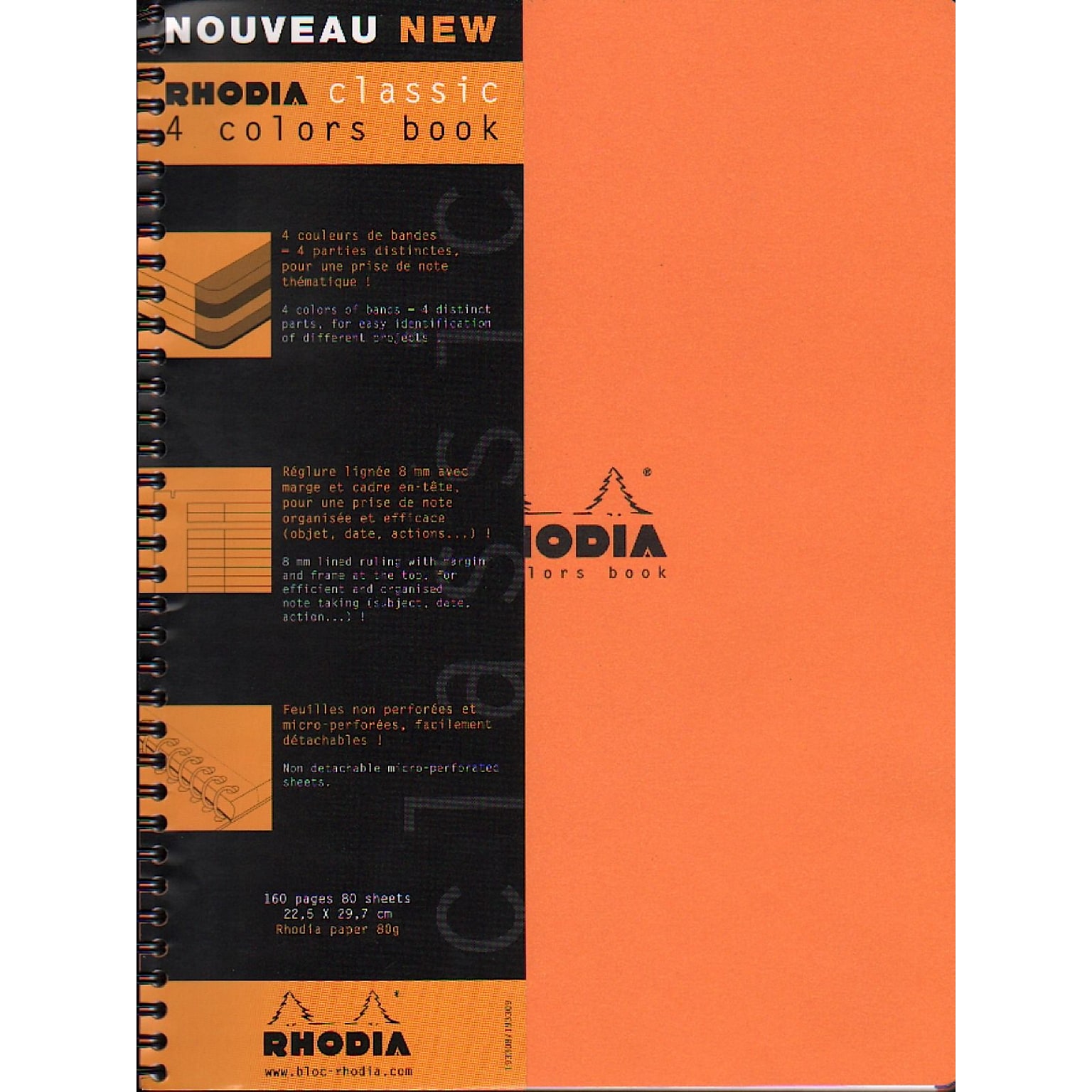 Rhodia Professional Notebooks, 8.25 x 11.75, Wide Ruled, 80 Sheets, Orange (92624)