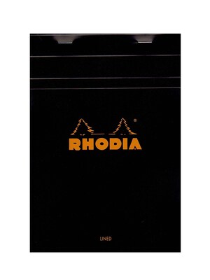 Rhodia Classic French Paper Pads Ruled With Margin 6 In. X 8 1/4 In. Black [Pack Of 4] (4PK-166009)