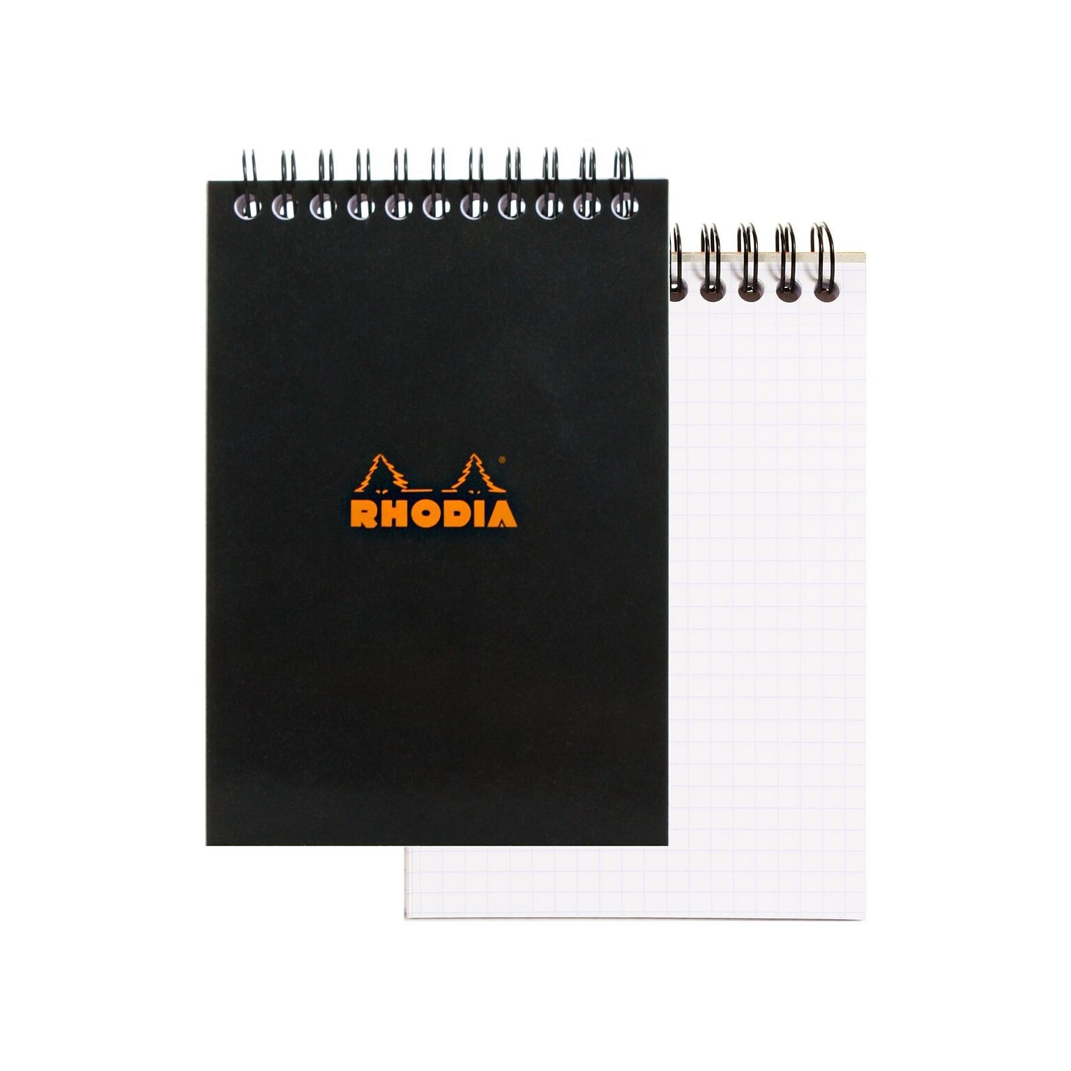 Rhodia Wirebound Notebooks Graph 4 In. X 6 In. Black [Pack Of 5] (5PK-135009)