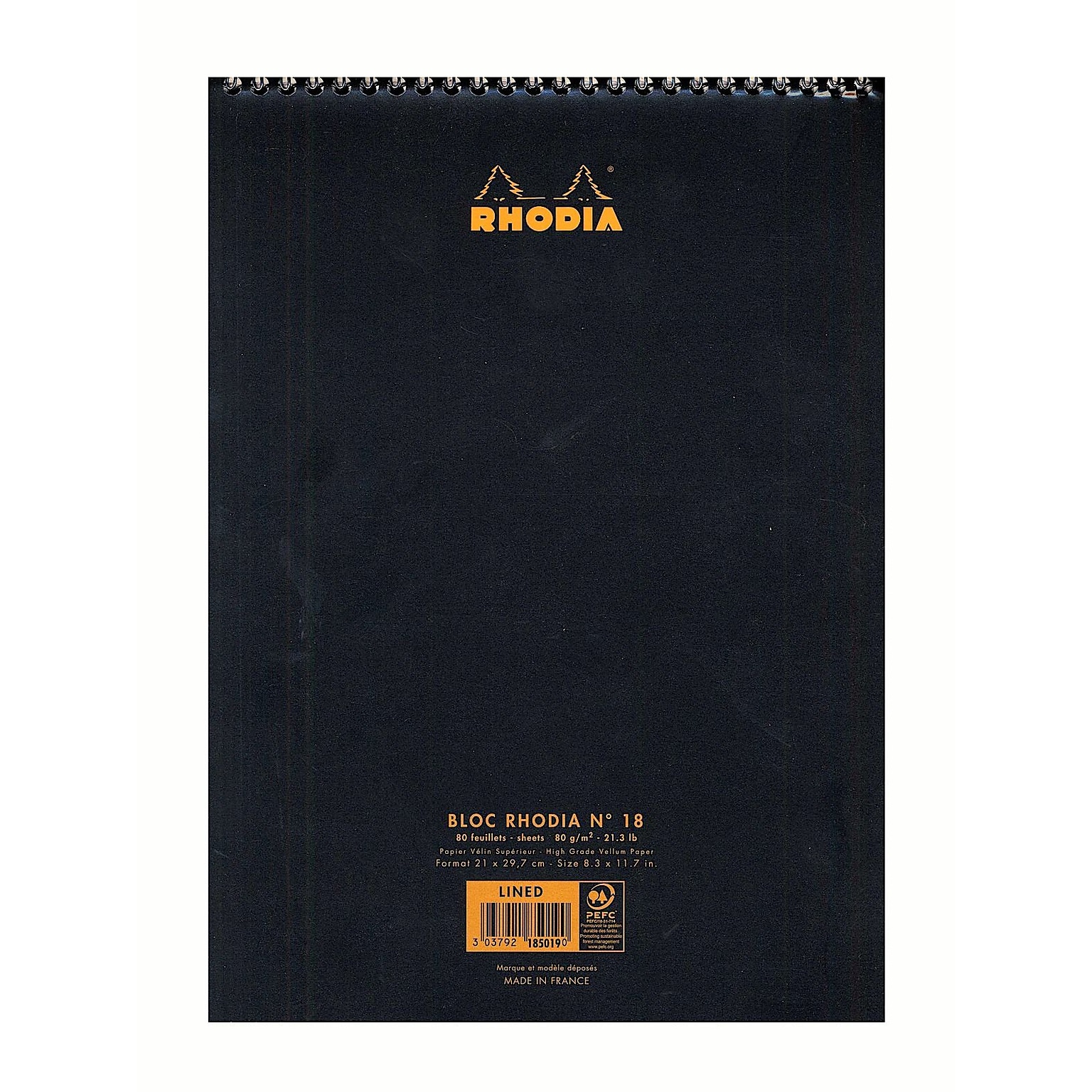 Rhodia Wirebound Notebooks Ruled 8 1/4 In. X 12 1/2 In. Black (185019)