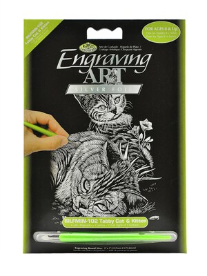 Royal  And  Langnickel Mini Engraving Art Kits Tabby Cat  And  Kitten Silver [Pack Of 6] (6PK-SILMIN-102)
