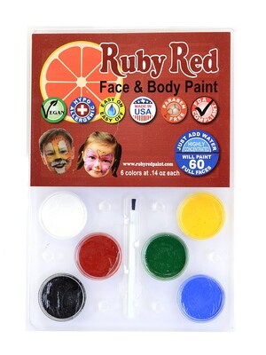 Ruby Red Face  And  Body Paint Six Color Clam Pack Of 6 (PALCLAM)