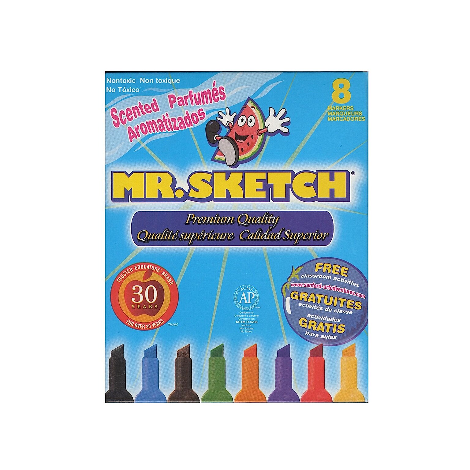 Mr. Sketch Scented Markers, Chisel Tip, Assorted, Set of 8, Pack of 3 (52150)