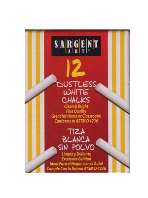 Sargent Art Dustless Chalks, White, 12/Pack (12PK-66-2012)