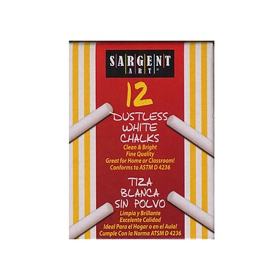 Sargent Art Dustless Chalks, White, 12/Pack (12PK-66-2012)