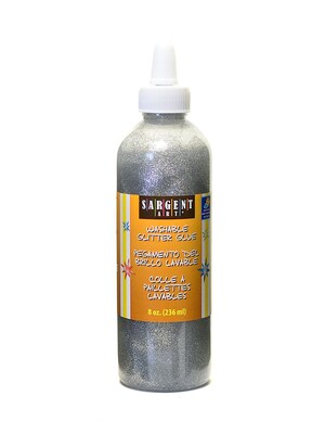 Sargent Art Glitter WashableRemovable Craft Glue, 8 oz., Silver, 4/Pack (12814-PK4)