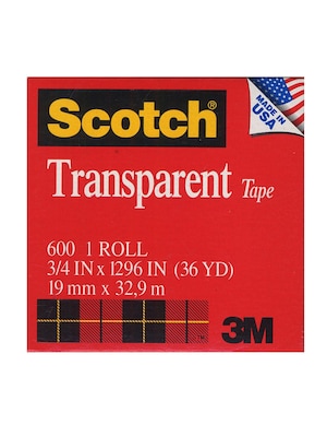 Scotch Transparent Tape Refill, 3/4" x 36 yds., 6 Rolls (6PK-6003436)