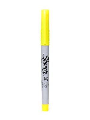 Sharpie Permanent Markers, Ultra Fine Tip, Yellow, 24/Pack (53304-PK24)