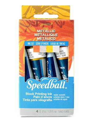 Speedball Blockprinting Metallic Ink Set Pack Of 4 (3473)