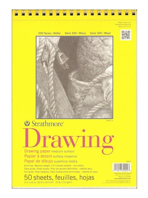 Strathmore 300 Series Drawing Paper Pads 9 x 12, Pack Of 3 (3PK-340-9-1)