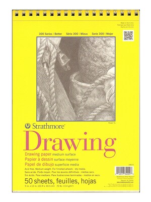 Strathmore 300 Series Drawing Paper Pads 9 x 12, Pack Of 3 (3PK-340-9-1)