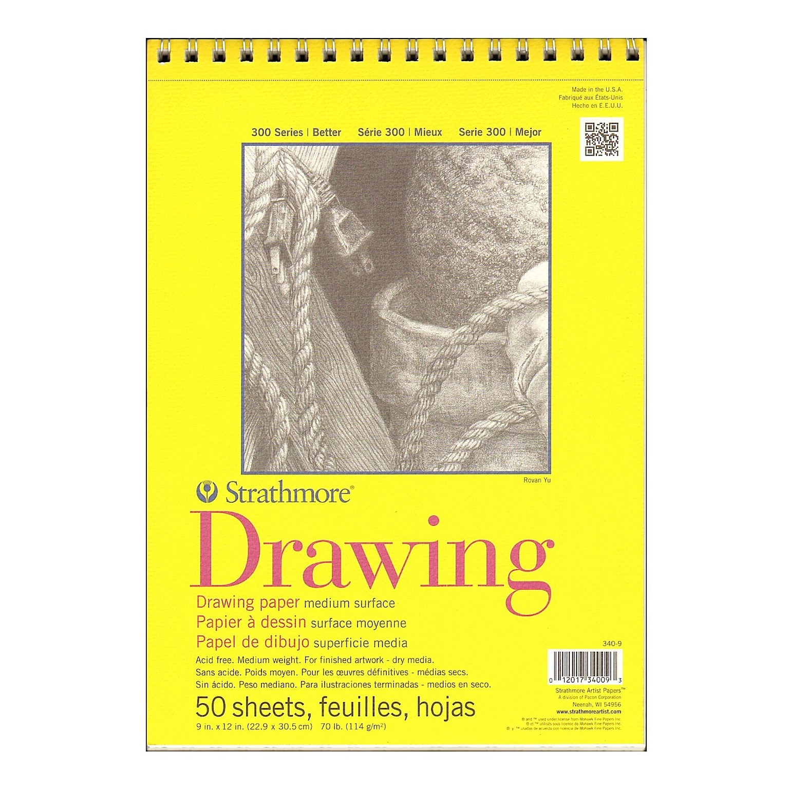 Strathmore 300 Series Drawing Paper Pads 9 x 12, Pack Of 3 (3PK-340-9-1)