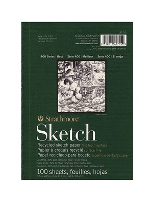 Strathmore 400 Series 5.5 x 8.5 Sketch Pad, 100 Sheets/Pad, 3/Pack (60694-PK3)